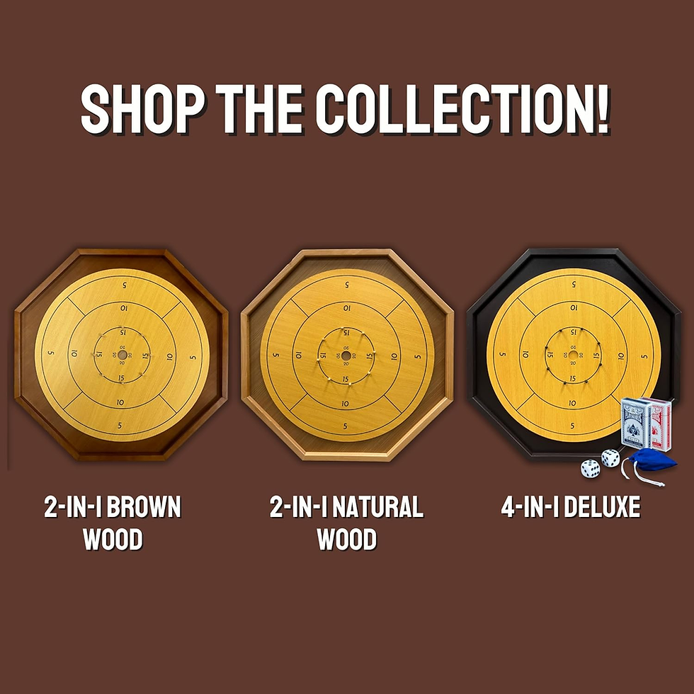 Thumbnail: 2-In-1 Brown Wood Crokinole Board Game Set