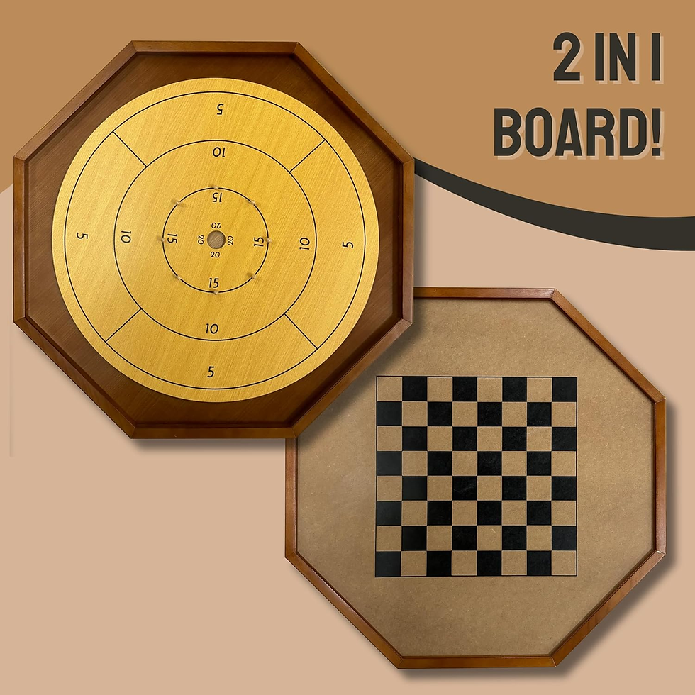 Thumbnail: 2-In-1 Brown Wood Crokinole Board Game Set