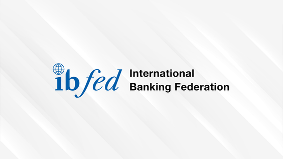 Blue "International Banking Federation" logo with a world globe on the i