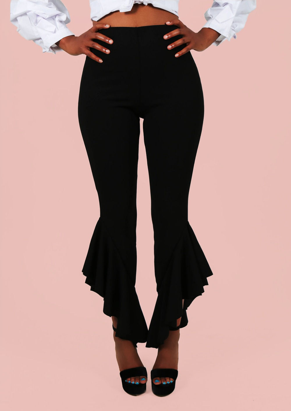 Ruffle My Feathers Asymmetric Ruffle Pants