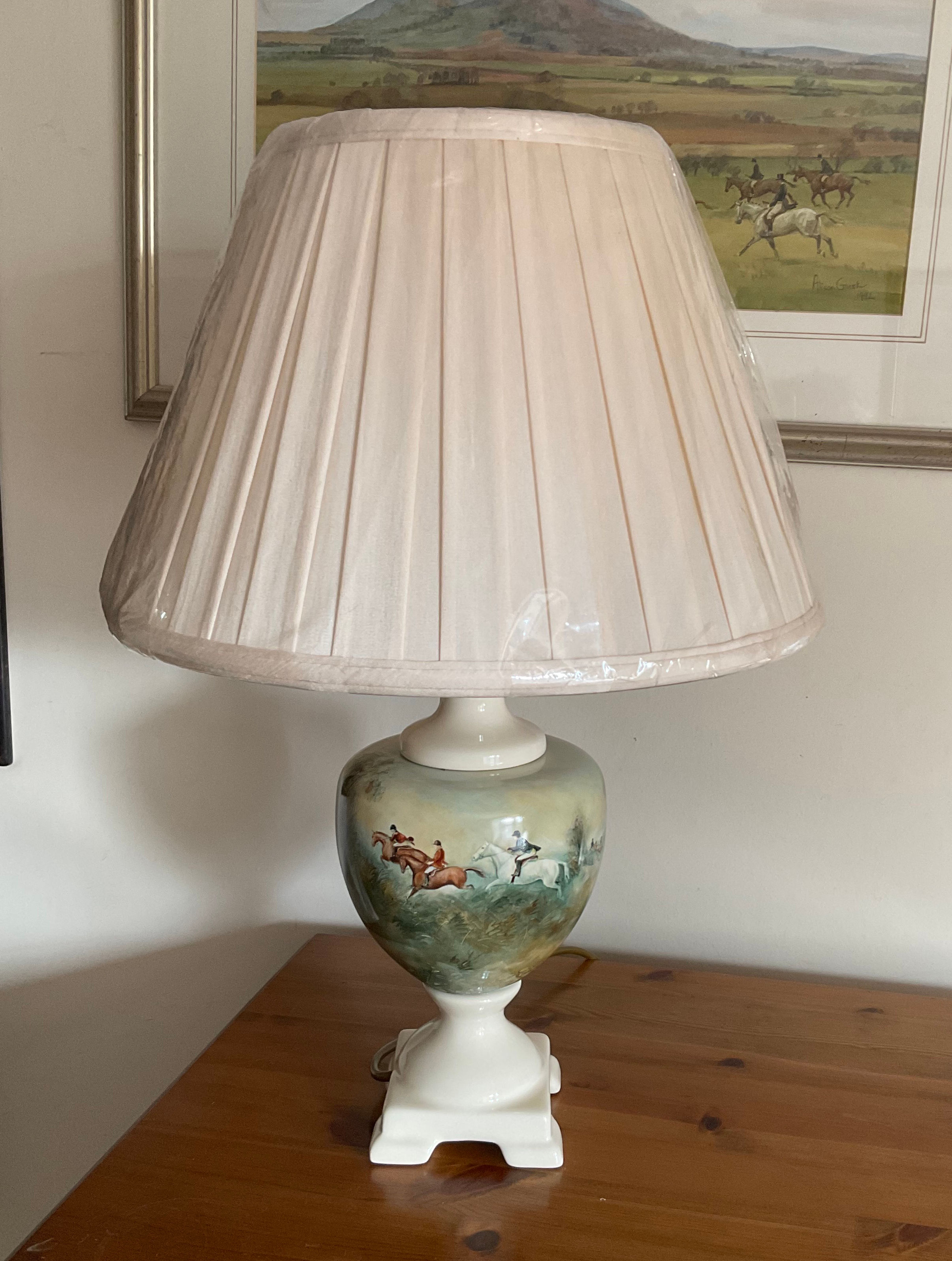 Ceramic Hunting Scene Lamp