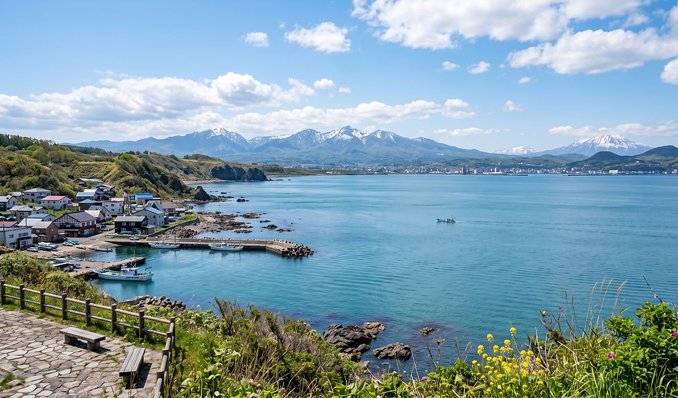 北海道の沿岸部の海の見える風景