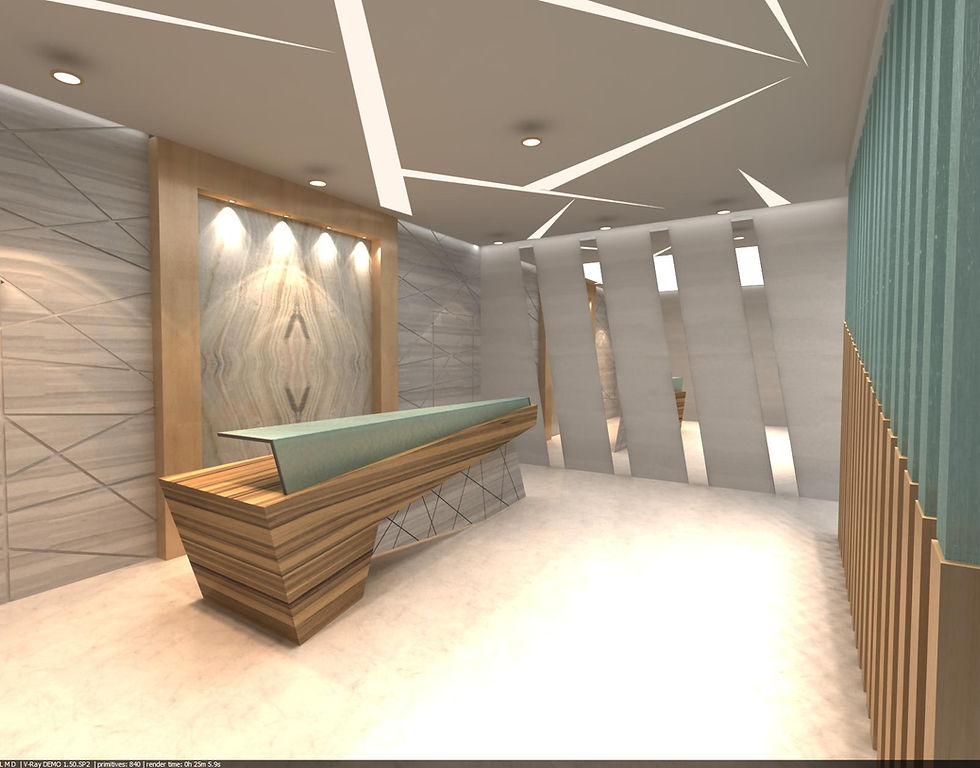 Corporate reception interior with ceiling lighting detail – Abu Dhabi interior design project