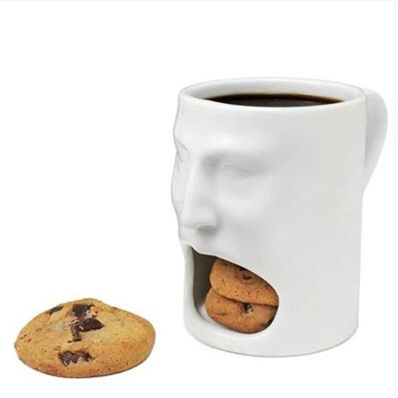 Pie Eating Mug with Biscuit Holder Tray and Ceramic Design