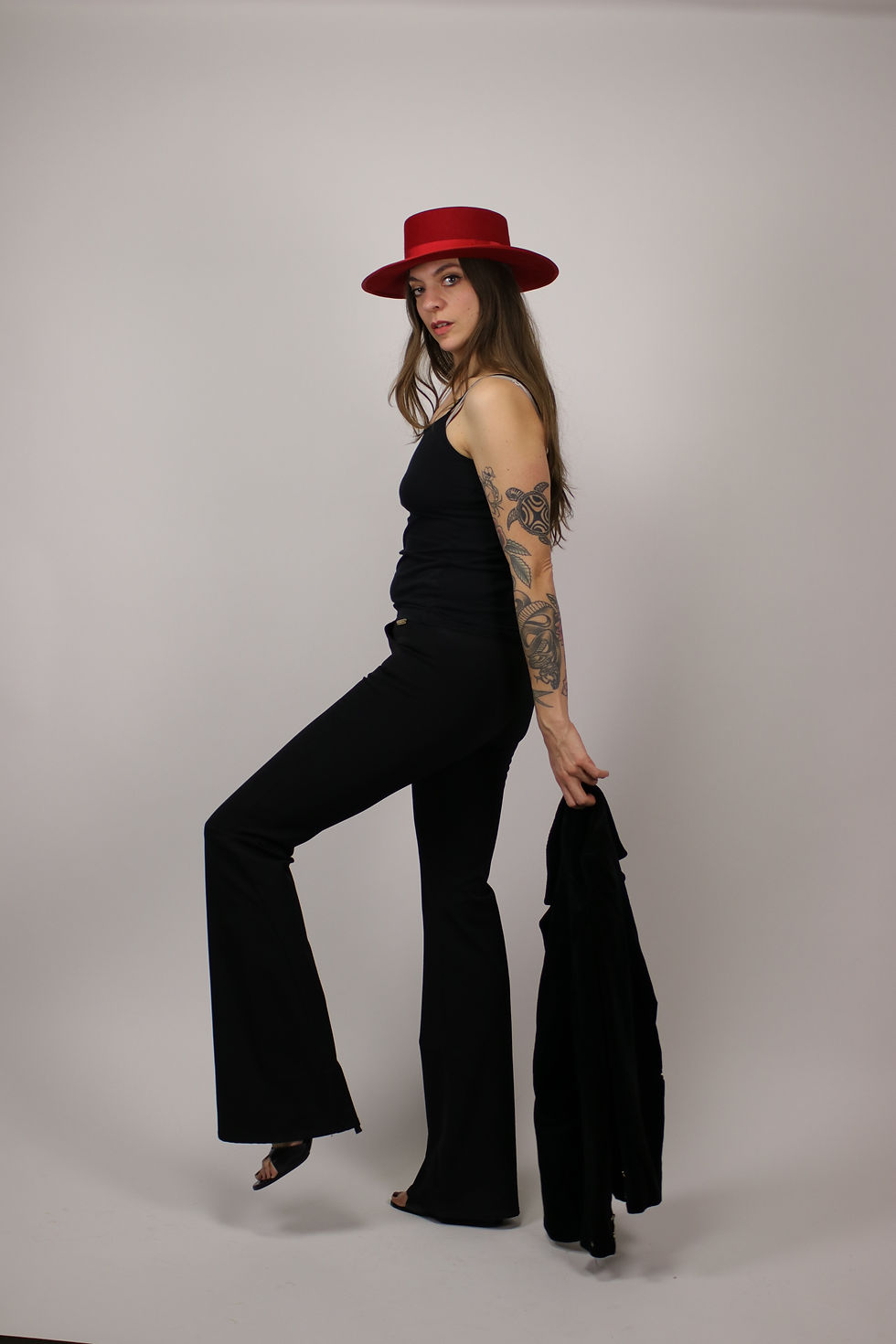 Thumbnail: 1990s VERSACE Black Flared Trousers - Size Xs