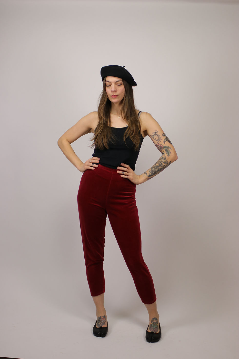Thumbnail: 1990s Jean Paul Gaultier Red Velvet Capri Pants