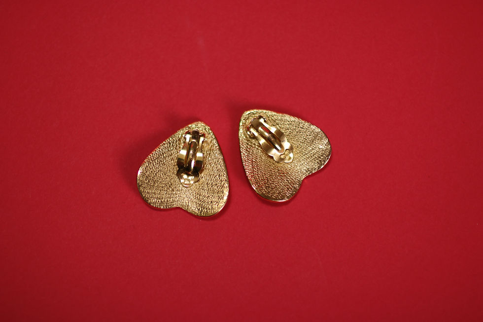 Thumbnail: Vintage YSL 1980s Heart Textured Earrings