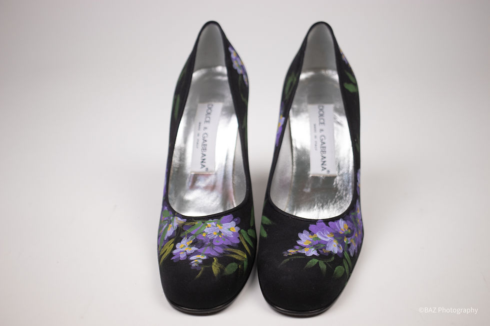Thumbnail: 1990's DOLCE & GABBANA Painted Silk Pumps - Size 37
