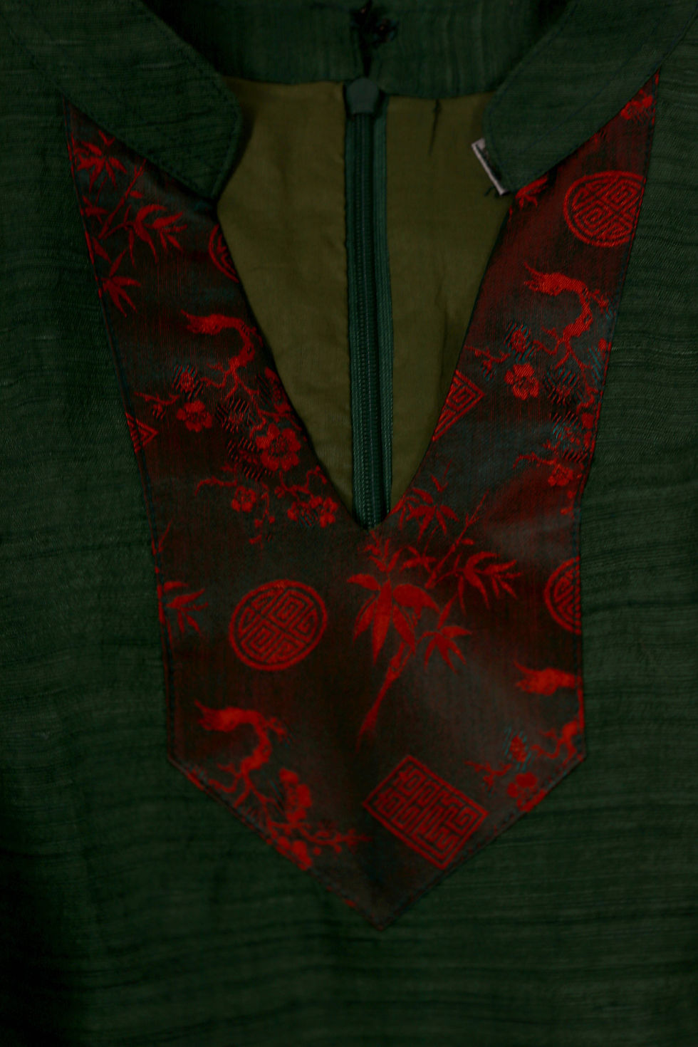 Thumbnail: 1970s-1980s Green Vietnamese Silk Dress - Size M / L