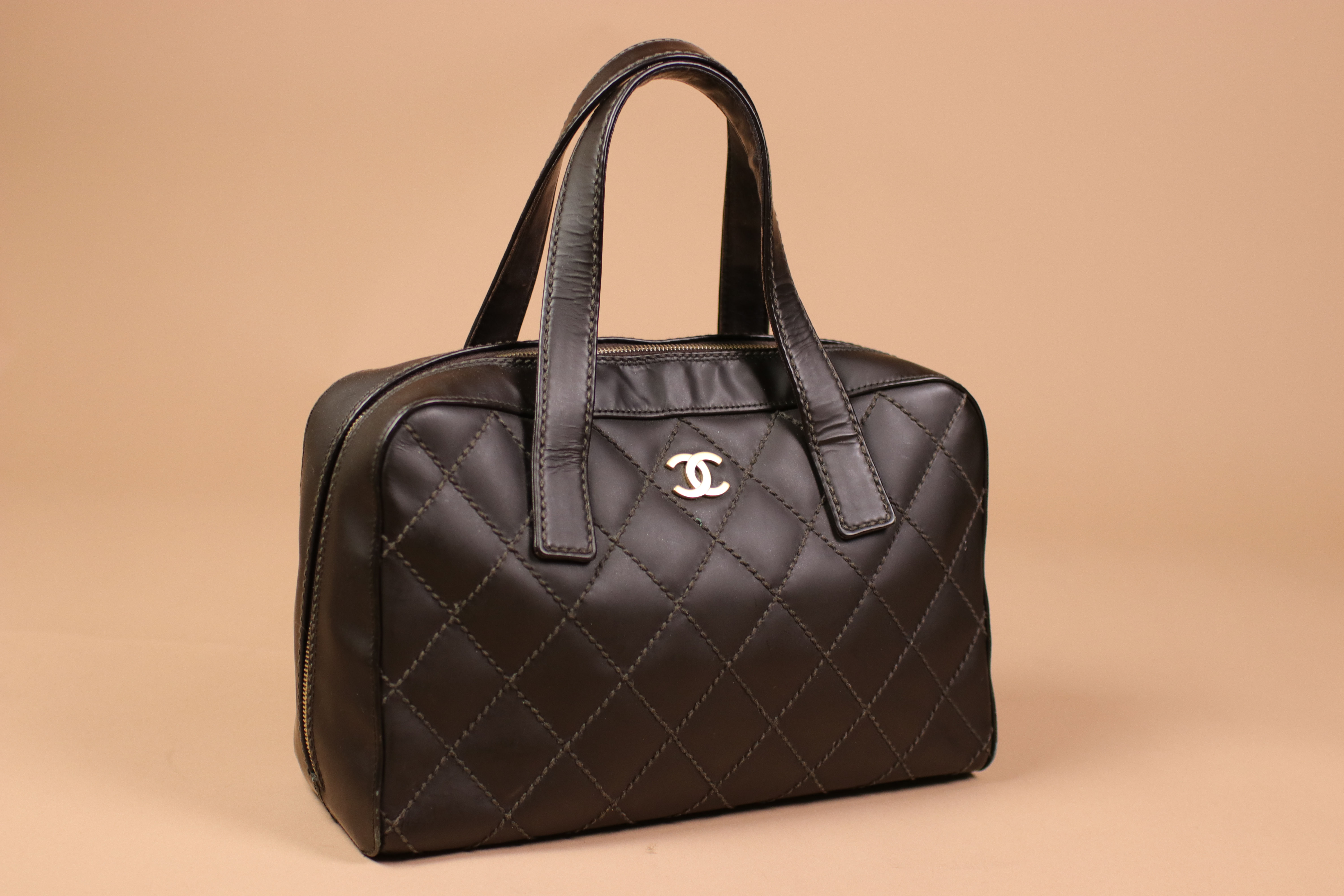 Vintage 2002 Chanel Bowler Bag Chocolat Brown Calf Leather