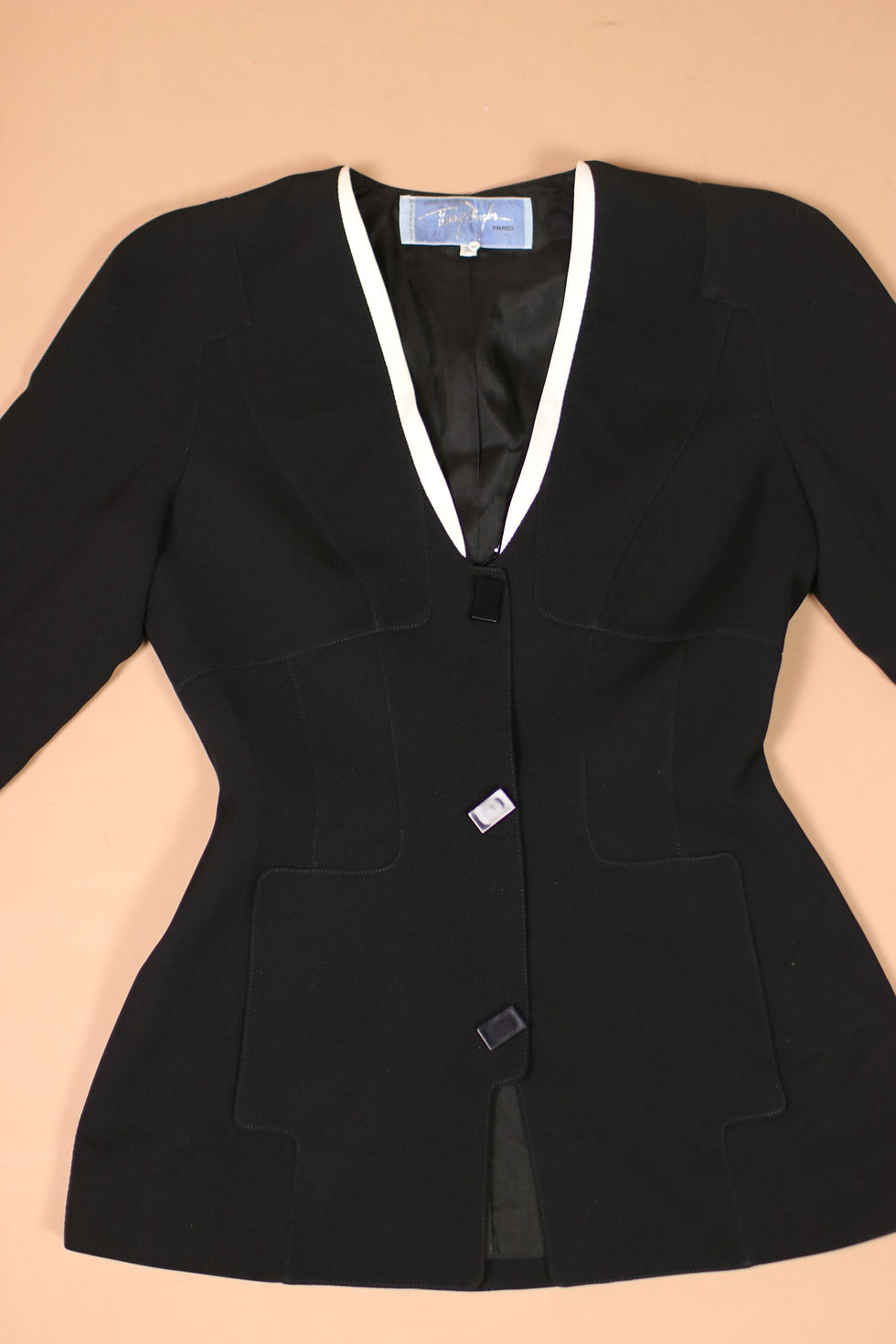 Thumbnail: Vintage 1980s Thierry Mugler Suit, Black and White Designer Power Suit, Structur