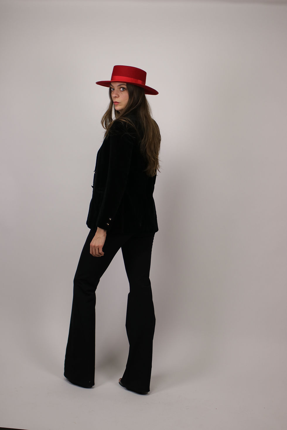 Thumbnail: 1990s VERSACE Black Flared Trousers - Size Xs