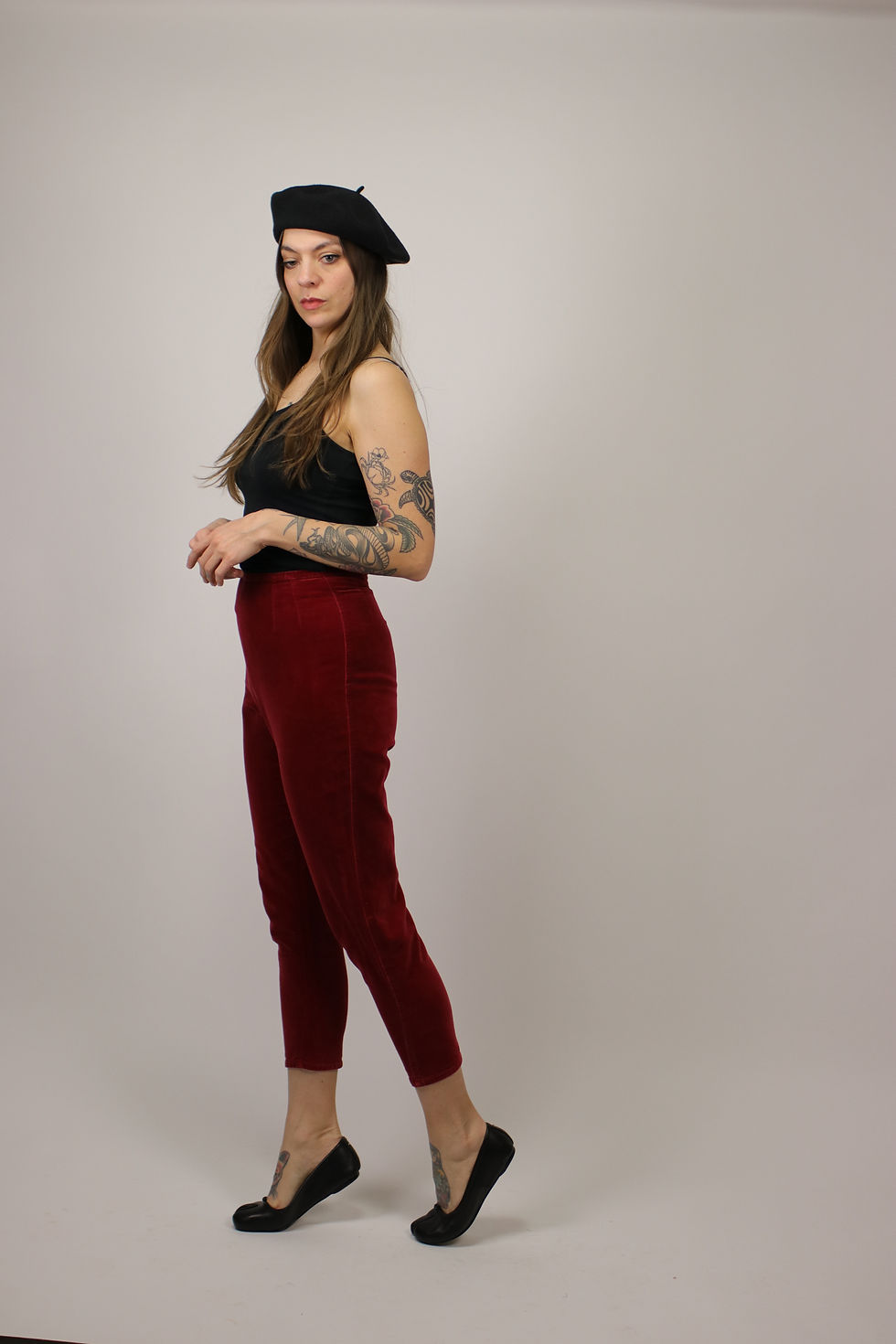 Thumbnail: 1990s Jean Paul Gaultier Red Velvet Capri Pants