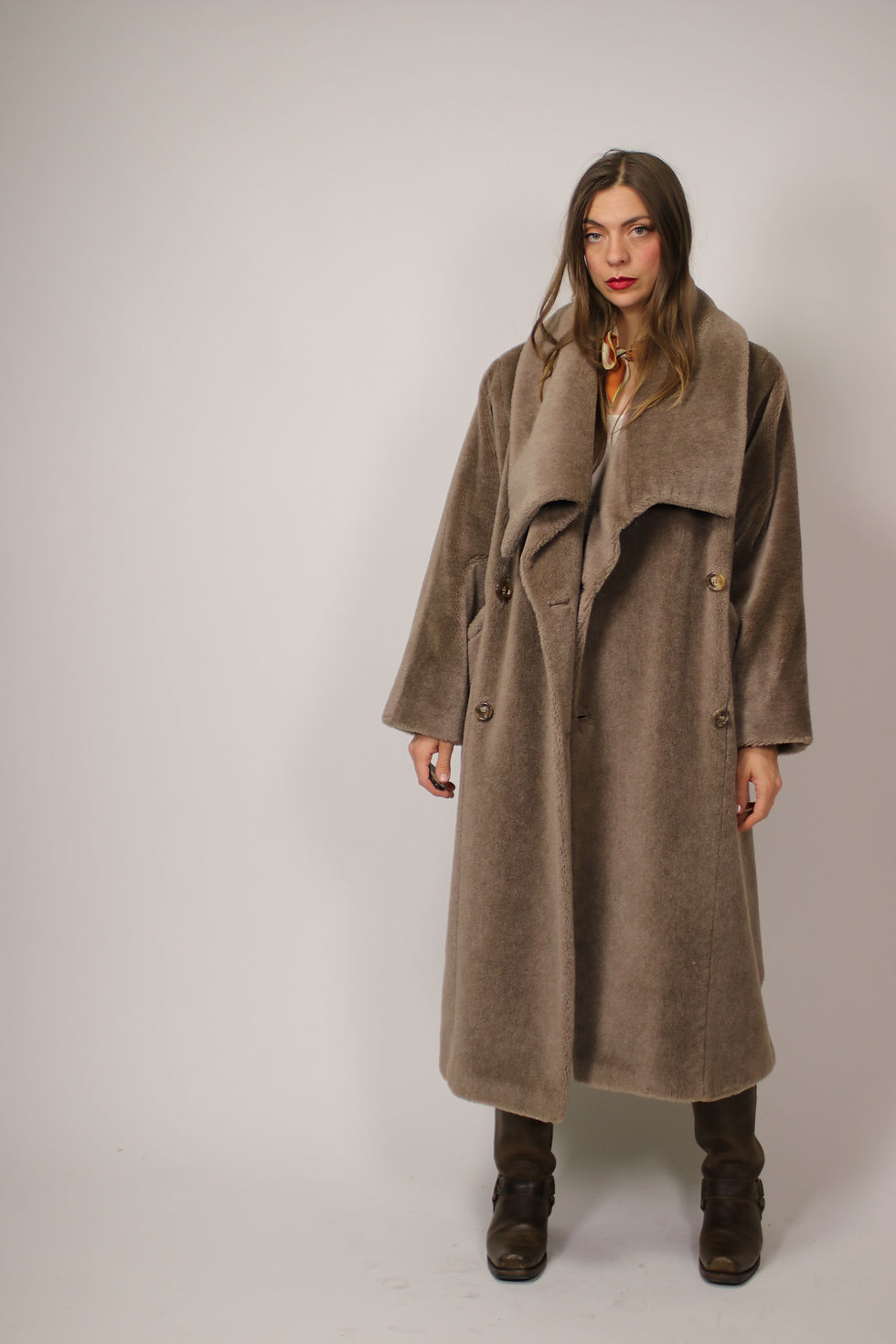 Thumbnail: RESERVED -  Vintage 1980s MAX MARA Brown Shearling Coat - Size M