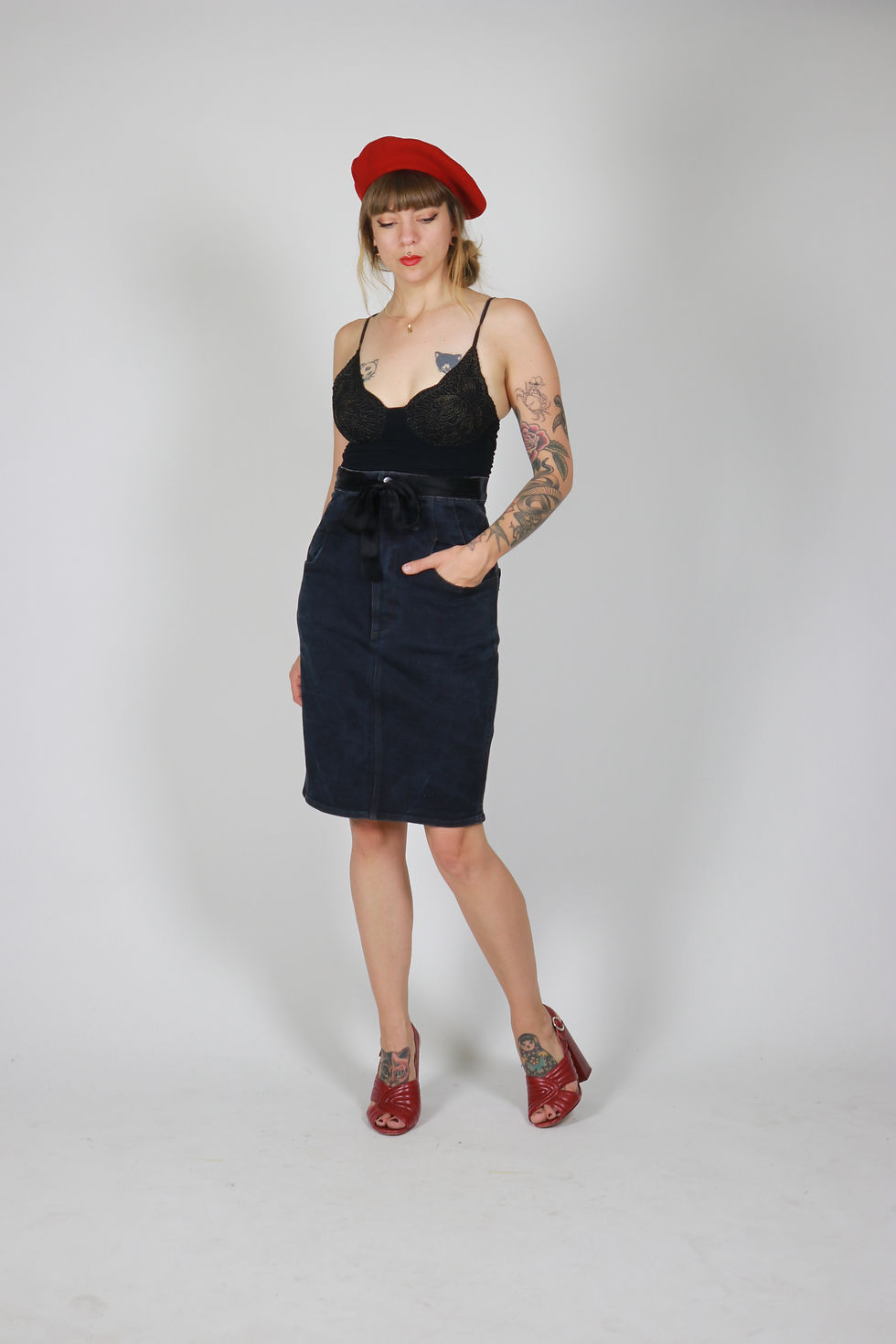 Thumbnail: 1990s JEAN PAUL GAULTIER Denim High Waisted Skirt - Size Xs/S