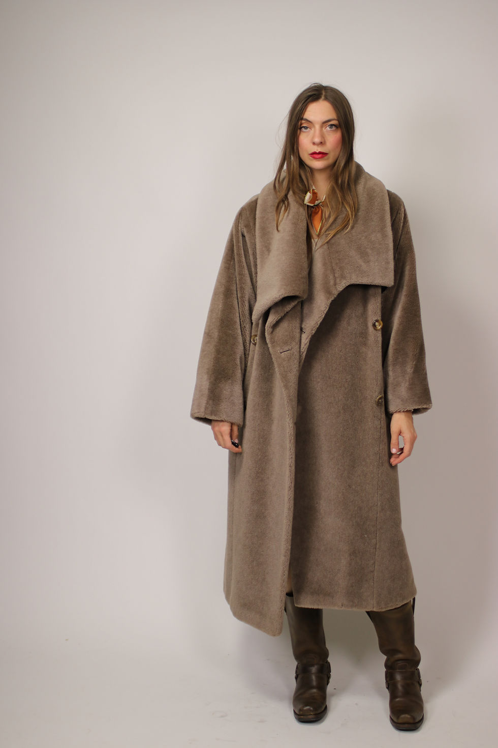Thumbnail: RESERVED -  Vintage 1980s MAX MARA Brown Shearling Coat - Size M