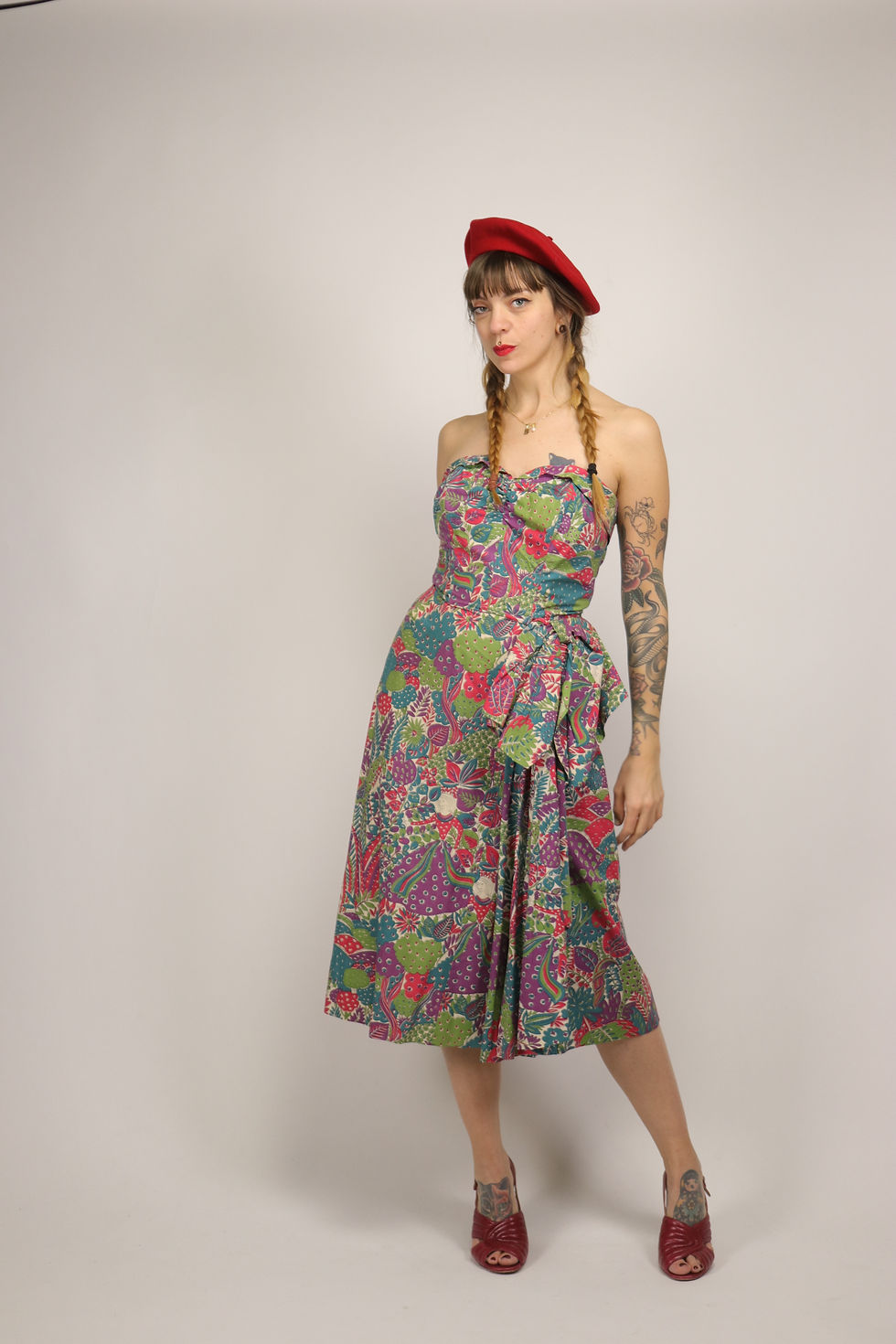 Thumbnail: 1950s Blas Canova Bustier Cotton Sundress - Size S