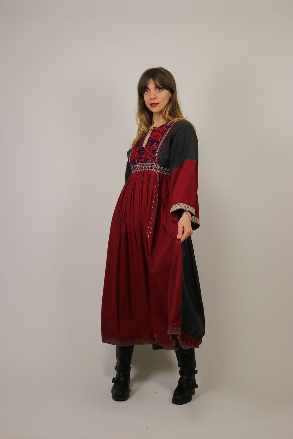 Thumbnail: Antique Afghan Cotton Kuri Dress - Size S