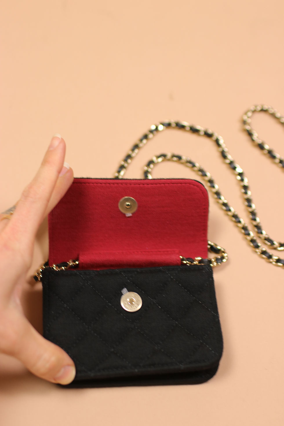 Thumbnail: Black and Red Chanel Mini Flap Canva Bag