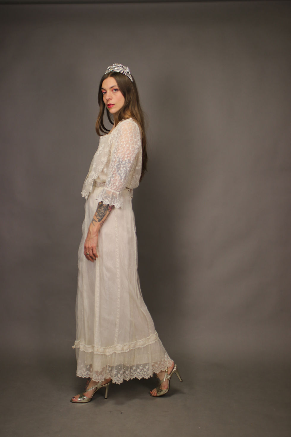 Thumbnail: 1910s Edwardian Wedding Dress - Size S