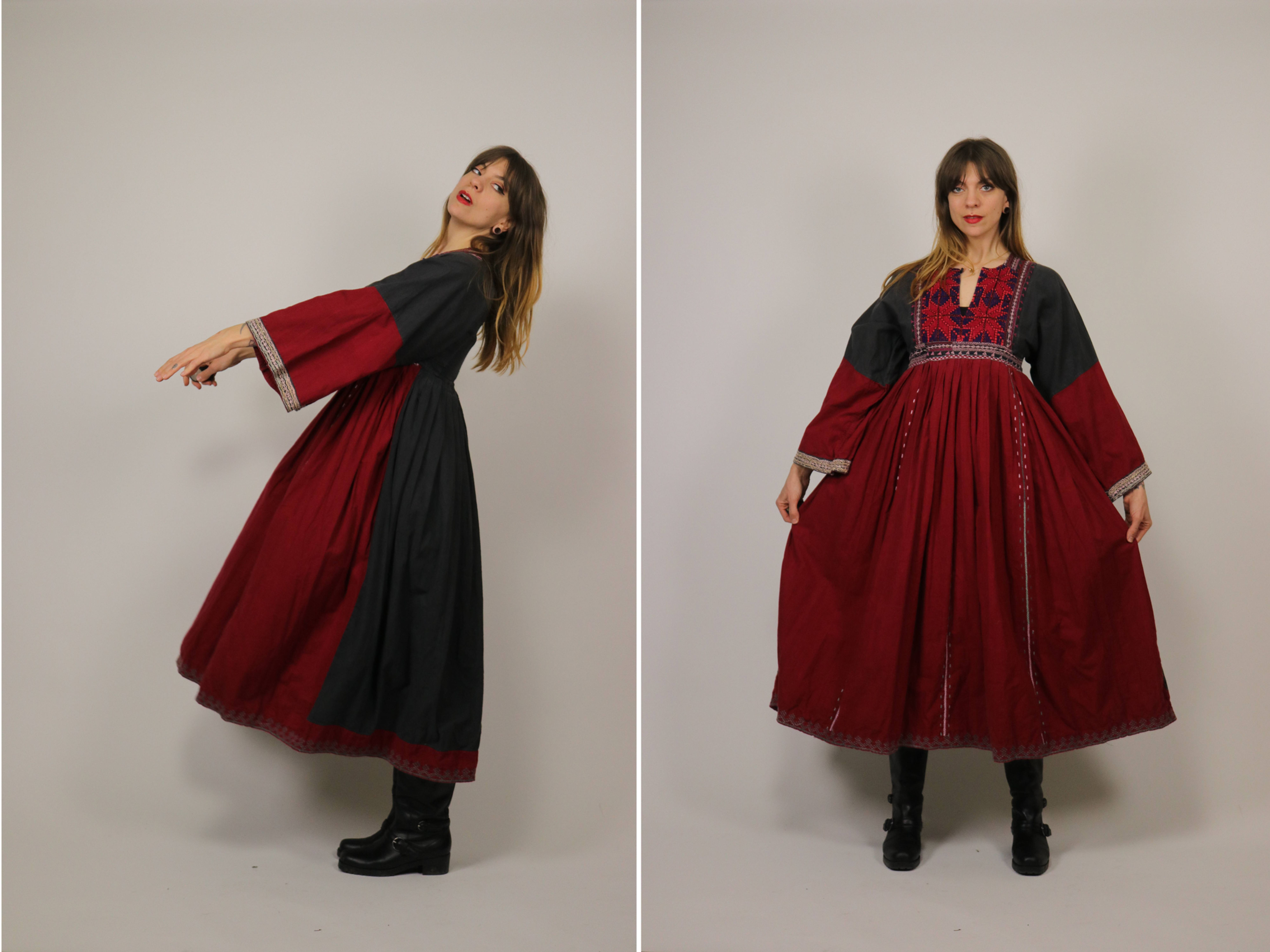 Antique Afghan Cotton Kuri Dress - Size S