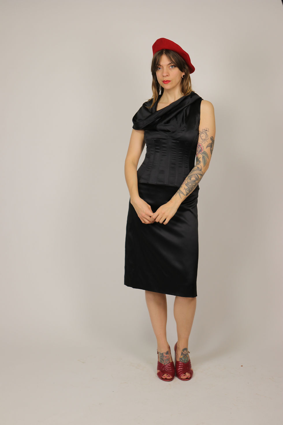 Thumbnail: 1990S DOLCE & GABBANA Black Silk Corset Dress – Size S