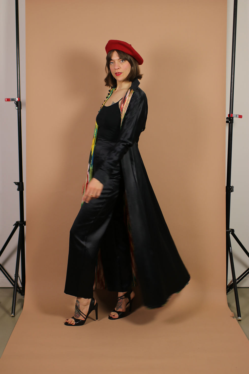 Thumbnail: vintage Traditional Uzbek Silk UZBEK IKAT CHAPAN Set Pants and Coat - Size Xs