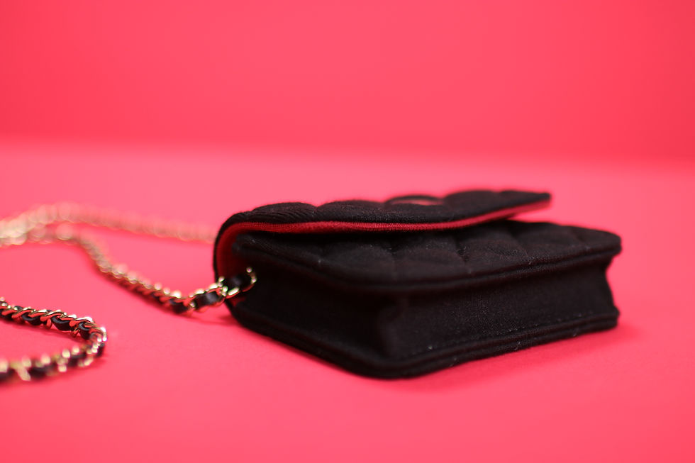 Thumbnail: Black and Red Chanel Mini Flap Canva Bag