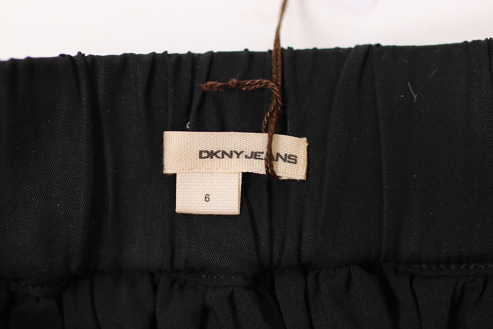 Thumbnail: DKNY Black Elasticated Waist Skirt - 90's DKNY Black Skirt with Pockets - Size S