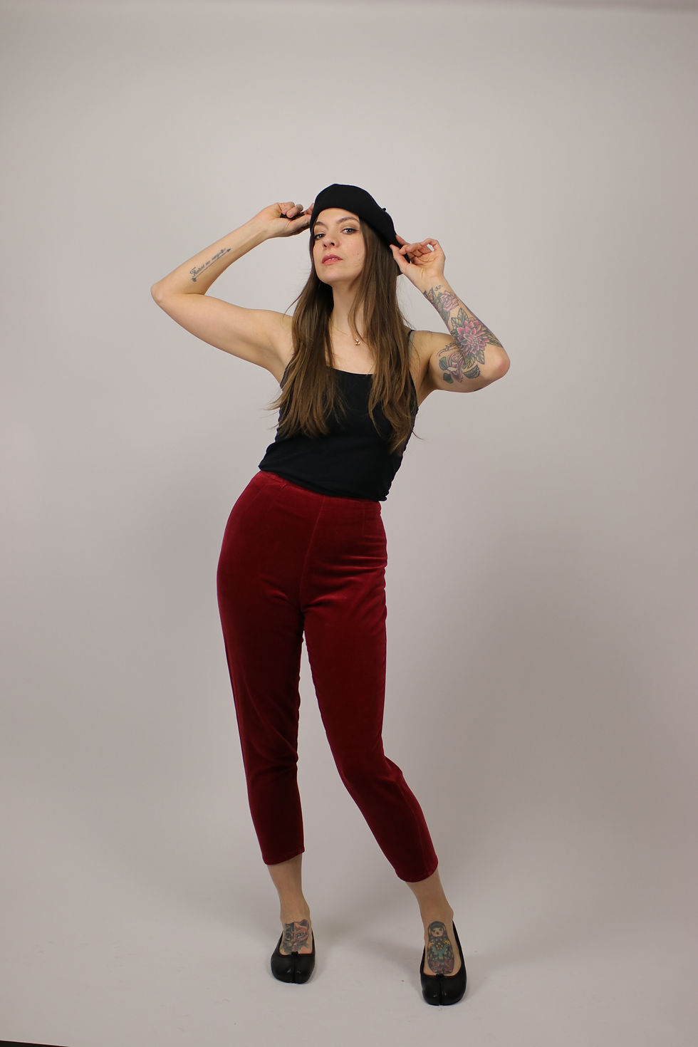 Thumbnail: 1990s Jean Paul Gaultier Red Velvet Capri Pants