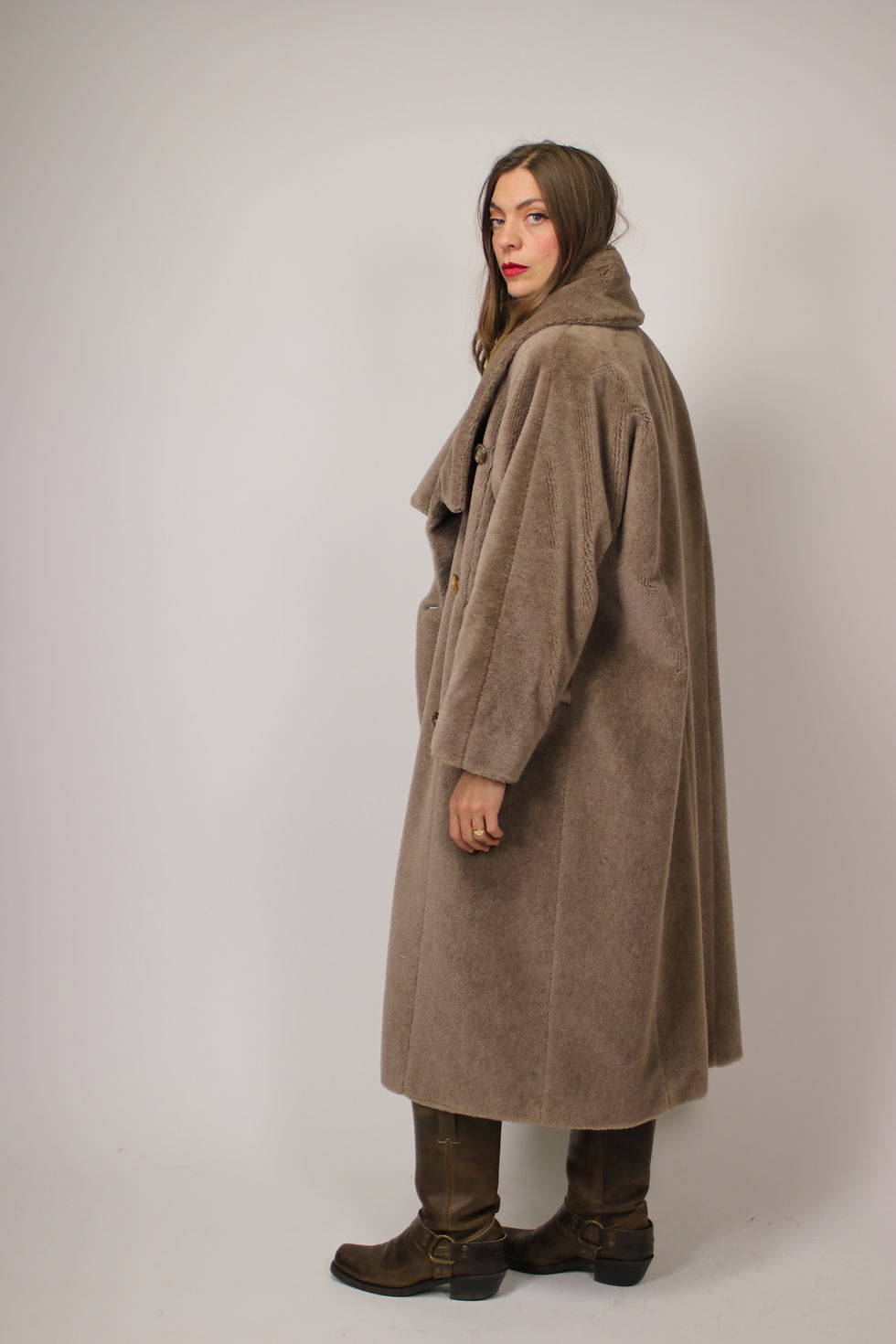 Thumbnail: RESERVED -  Vintage 1980s MAX MARA Brown Shearling Coat - Size M