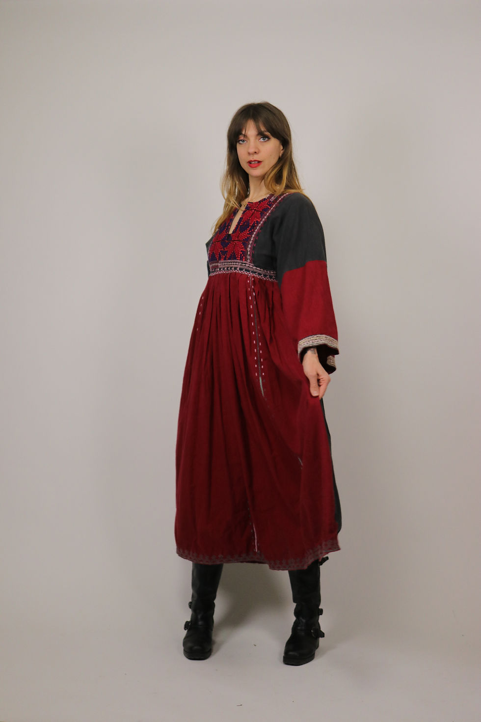 Thumbnail: Antique Afghan Cotton Kuri Dress - Size S