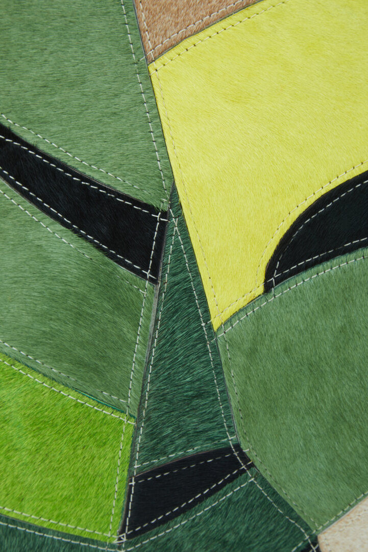 Thumbnail: Large Botanical Hair on Leather  filled Cushion 53cm 