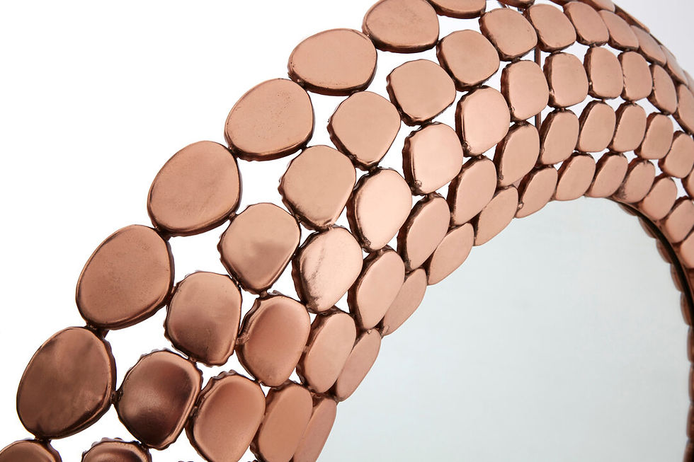 Thumbnail: Pebble Design Copper Finish Round Wall Mirror 81cm wide 