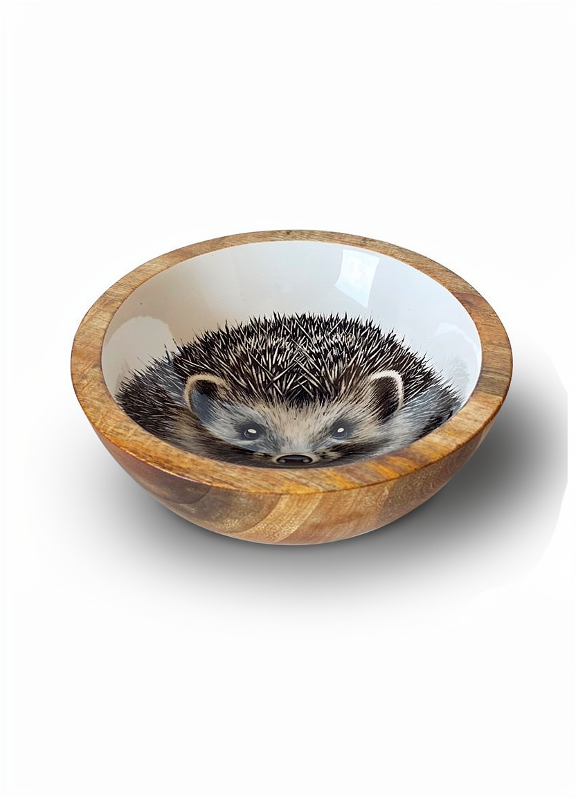 Thumbnail: Hedgehog Enamel wooden bowl 17cm