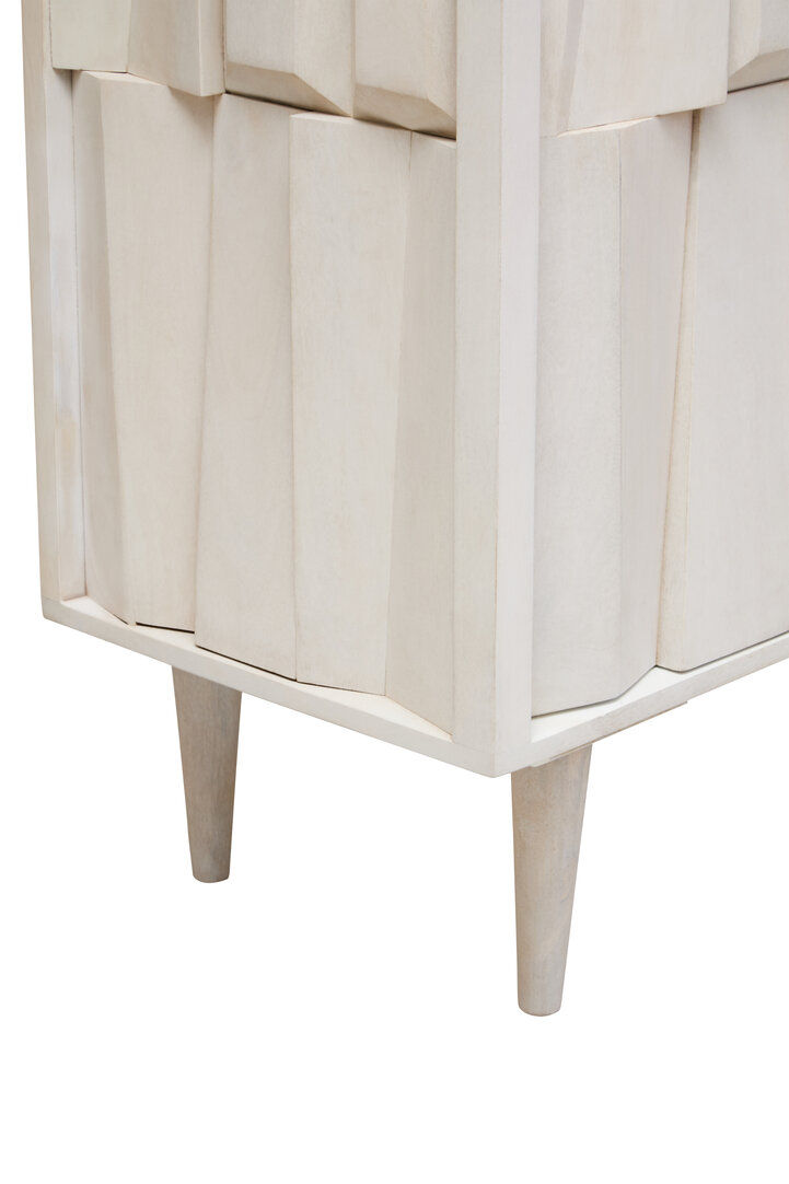 Thumbnail: Two Door Whitewash Mango Wood Abstract Cabinet