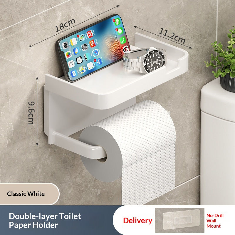 Thumbnail: Toilet Paper Holder with Storage Shelf