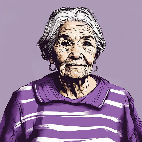 an old women with a purple t-shirt with stripes.jpg