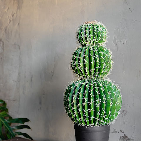 Realistic Large Cactus Artificial Plant 2.9ft. Tall with 3 Sphere Tiers |  SUNPRAIRIE