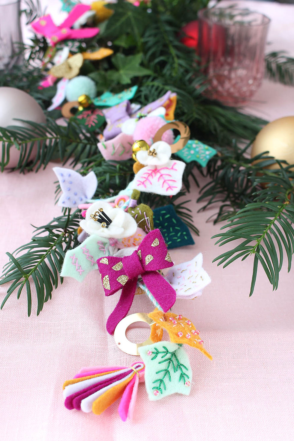 Thumbnail: Bows and Bells Wreath embroidery pattern PDF