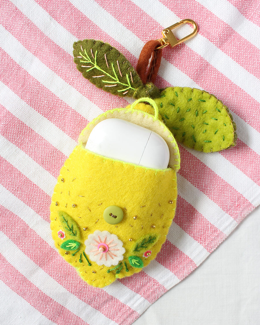 Thumbnail: Monogrammed Lemon Bag Charm PDF Embroidery Pattern + SGV Files