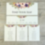 table plan cards with a printed floral boho design
