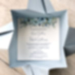 dusky blue wedding invitation