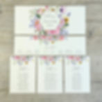 pastel flowers wedding table cards