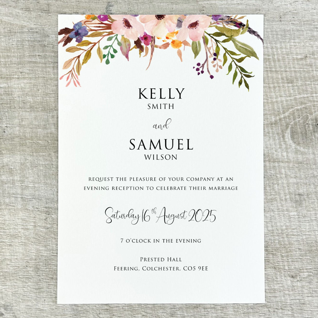 colourful boho wedding invitation