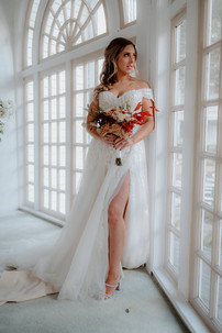 elegant wedding dress with slit down leg
