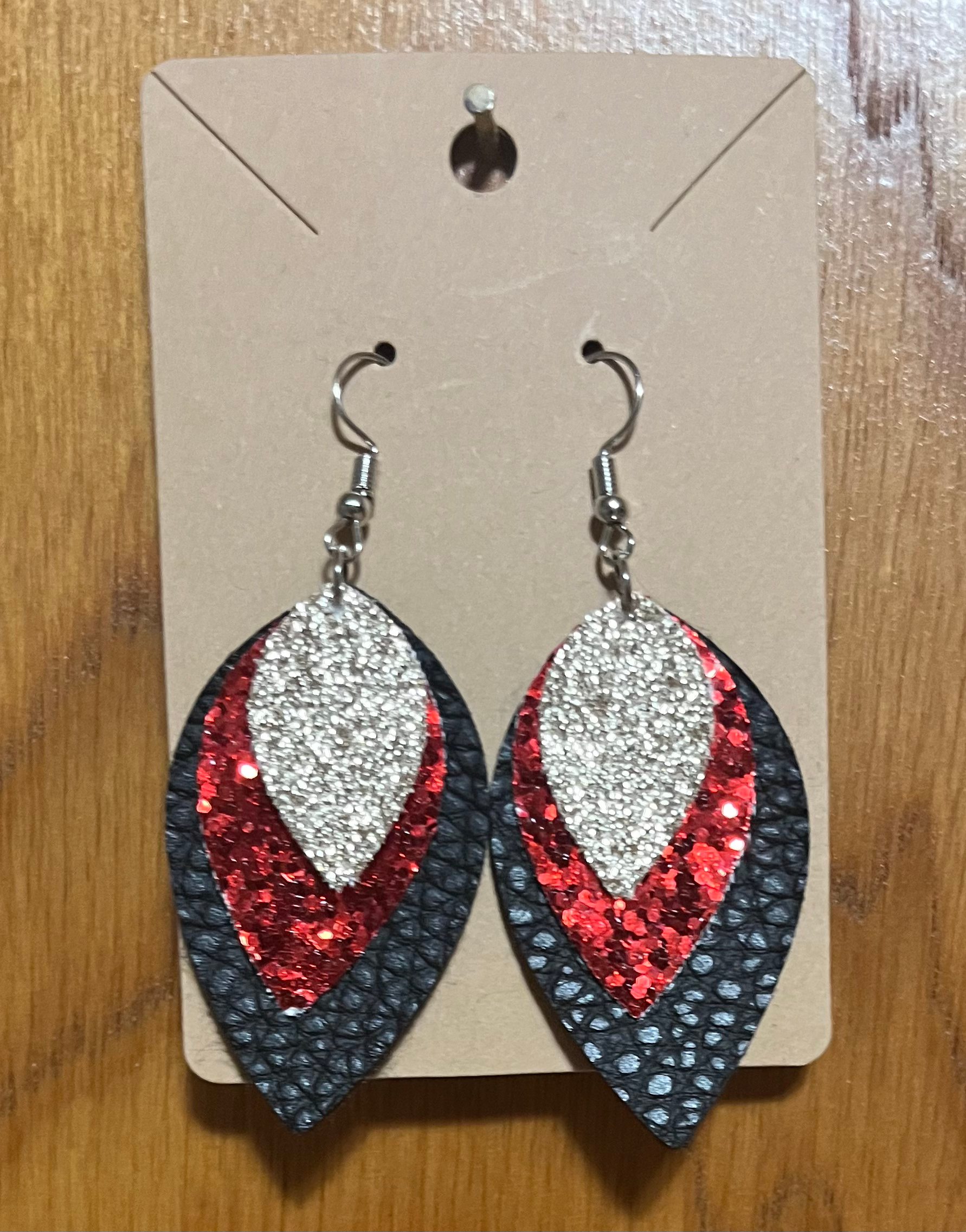 2 inch faux leather earrings