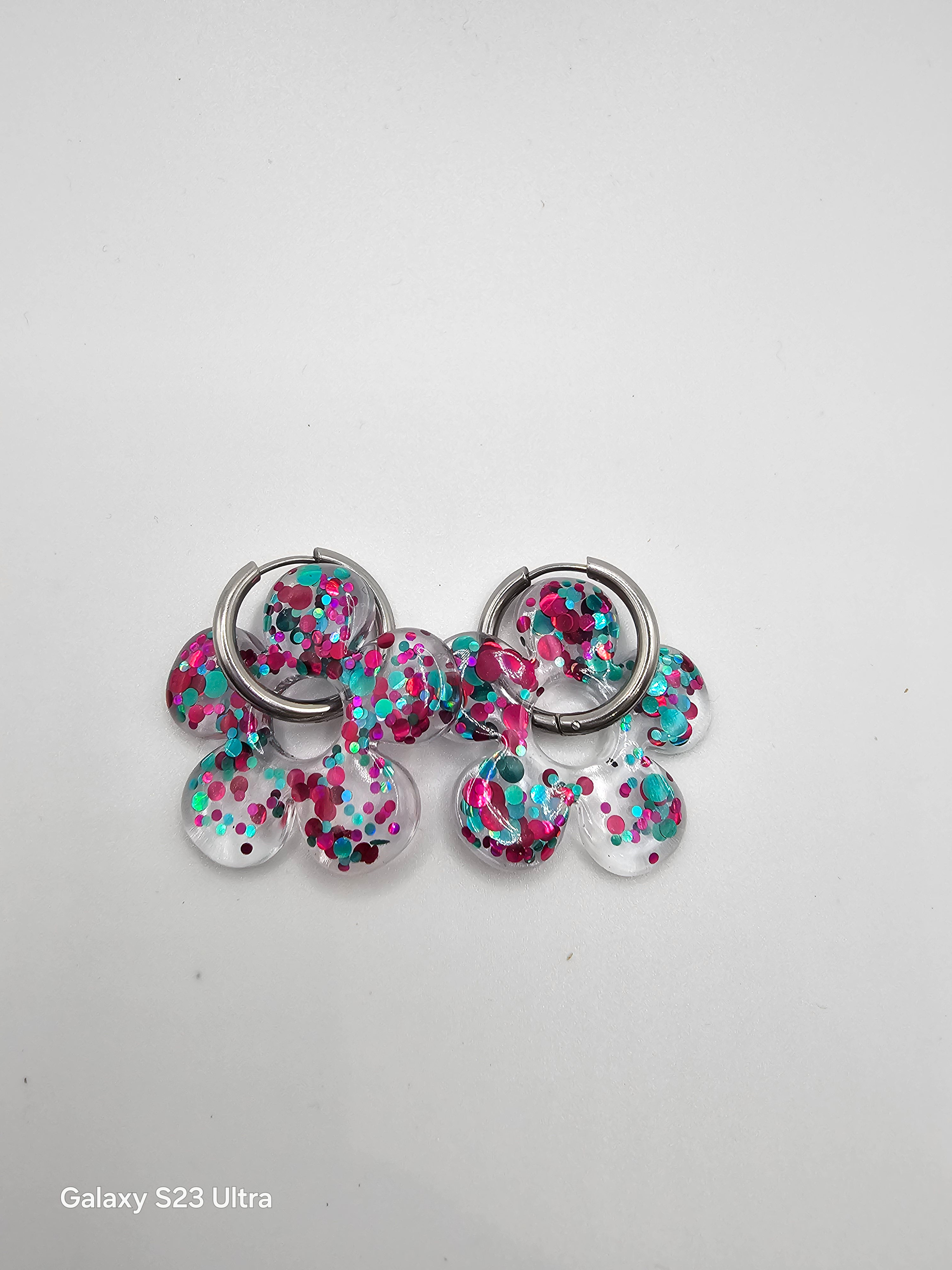 Flora - paillettes violettes turquoises