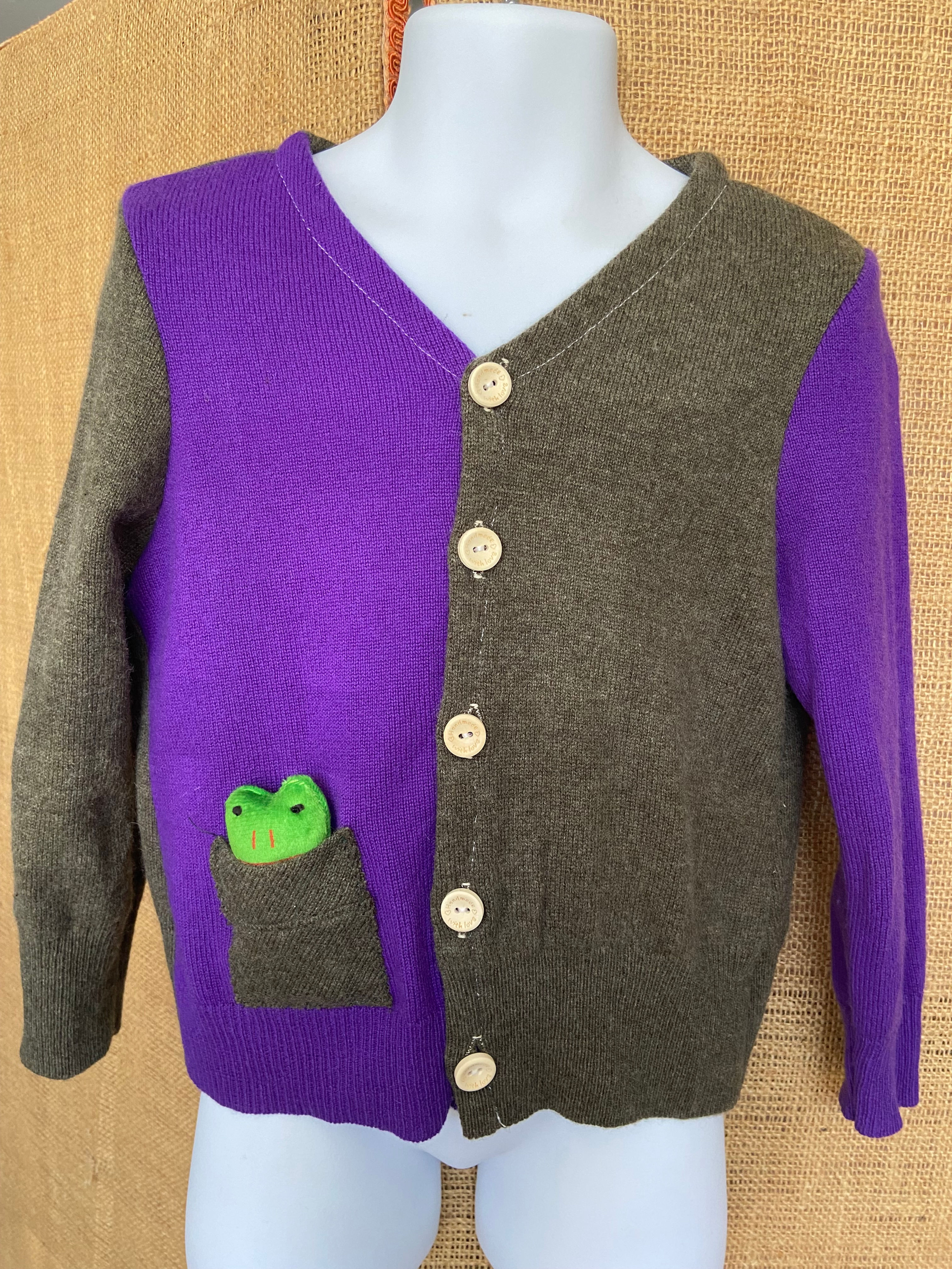 Purple & Grey Kids Cashmere Sweater