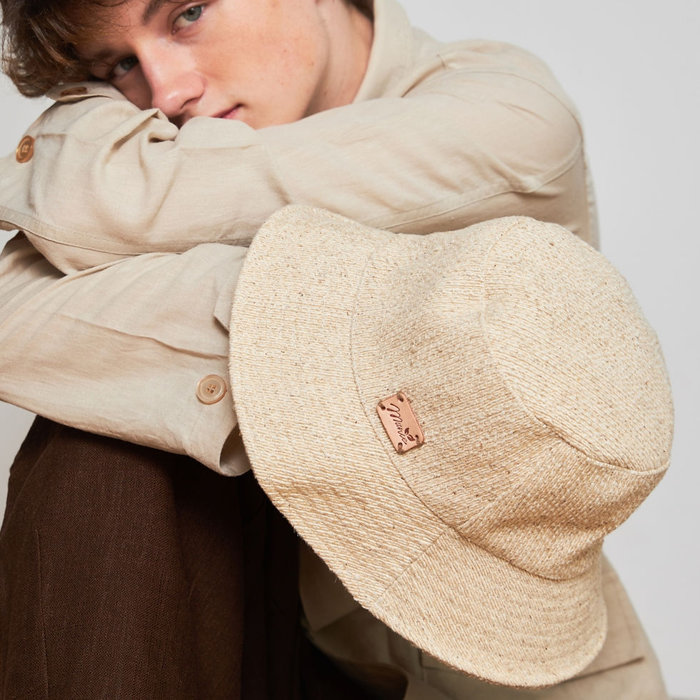 Thumbnail: Beige Bucket Hat / Water Hyacinth Yarns
